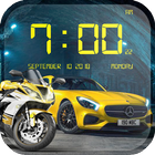 Cars and Bikes Clock Live Wall Zeichen