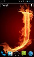 Fiery letter J live wallpaper Plakat