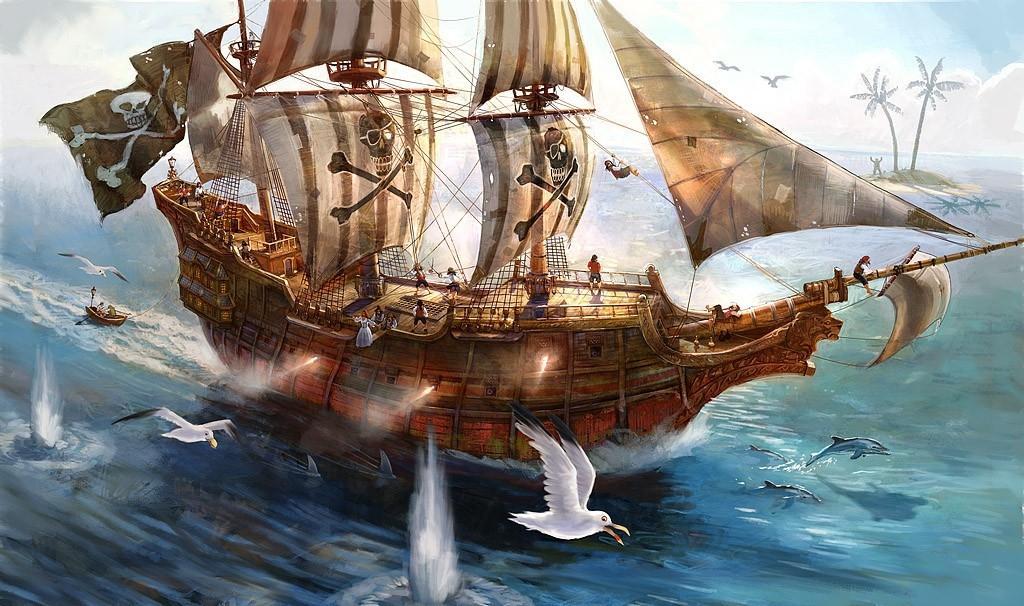 Приключения про корабли. Галеон Ван Пис. Пиратский корабль. Корабль пиратов. Пиратский парусник.