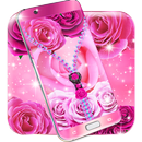 Lock screen zipper pink rose APK
