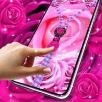 Lock screen zipper pink rose poster