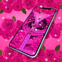 Lock screen zipper pink rose скриншот 3