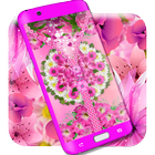 Pink flower zipper lock screen icône