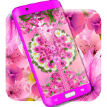 Pink flower zipper lock screen