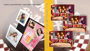 Birthday Cake Dual Photo Frame পোস্টার