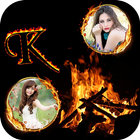 Fire Text Dual Photo Frame أيقونة