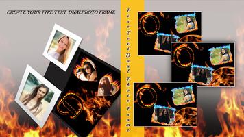 Fire Text Dual Photo Frame Poster