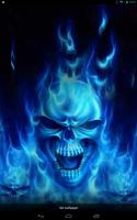 Skulls in a blue flame live wp पोस्टर