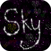 Stars drawing on the night sky icon