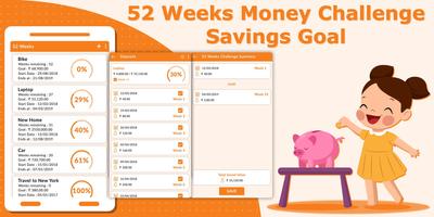 52 Week Money Challenge - Savings Goal Affiche