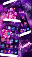 Purple Gorgeous Flowers Neon Theme syot layar 2