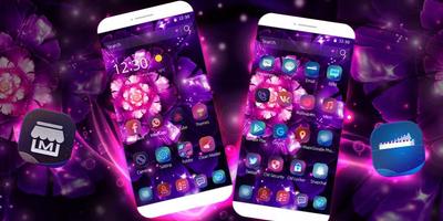 Purple Gorgeous Flowers Neon Theme syot layar 3