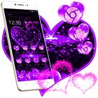 Glitter Purple Heart Theme ikon
