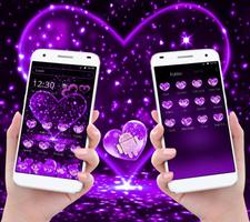 Glitter Purple Heart Theme постер