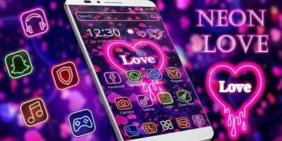 Purple Neon Love Theme Ekran Görüntüsü 3