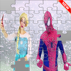 Puzzle super-heroes and princesse icon