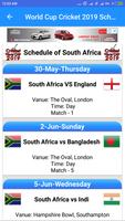 World Cup Cricket 2019 Schedule and Live Score پوسٹر