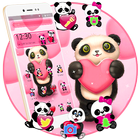 Pink Lovely Panda Love Theme icône