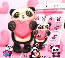 Pink Lovely Panda Love Theme الملصق