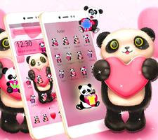 Pink Lovely Panda Love Theme скриншот 1