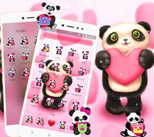 Pink Lovely Panda Love Theme screenshot 2