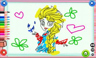 Coloring Princess Elsa For Kids plakat