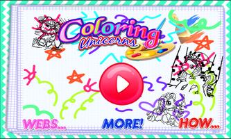 Coloring Unicorns Affiche