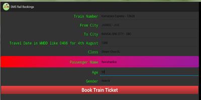 SMS rail bookings capture d'écran 2