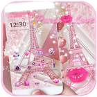 Theme Pink Paris Eiffel Tower آئیکن