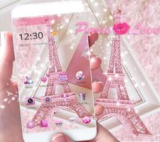 Theme Pink Paris Eiffel Tower poster