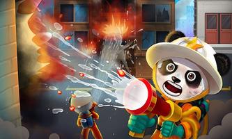 City Hero - Panda Firefighter الملصق