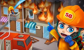 Super Kids Fireman Rescue Game Affiche