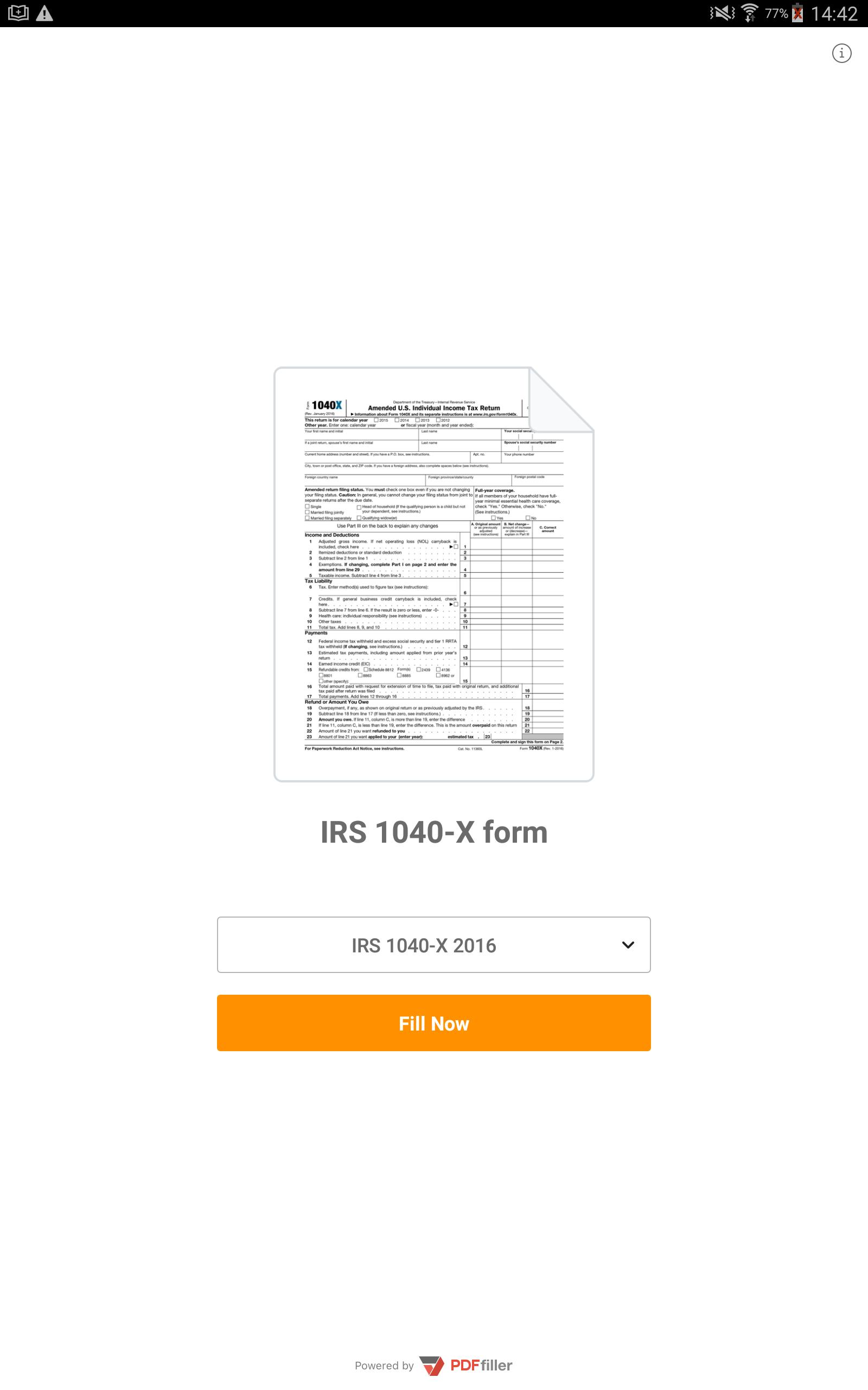 Form 1040x For Irs Sign Personal Income Tax Eform For Android Apk Download