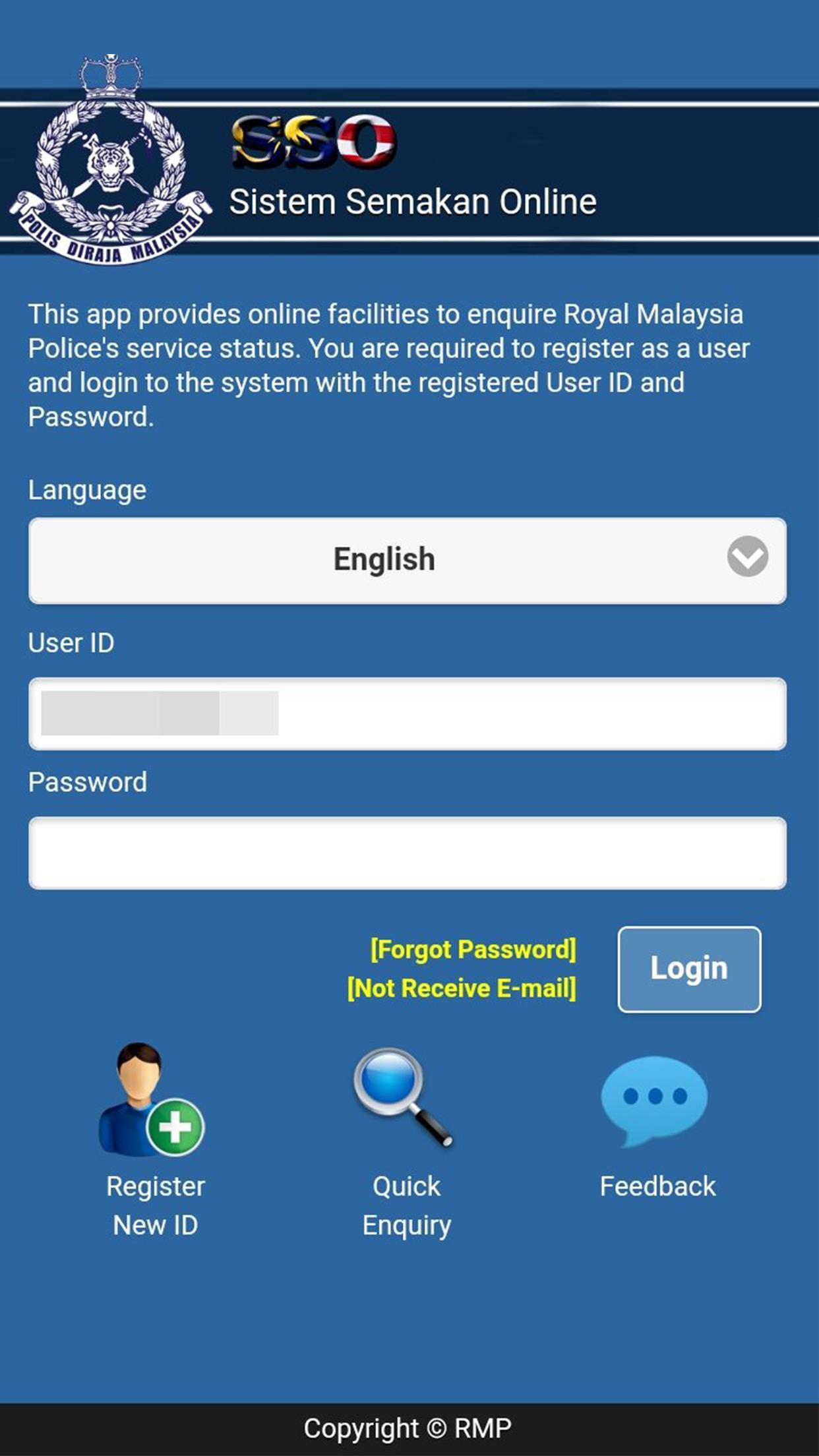 Sistem Semakan Online Pdrm Sso Pdrm For Android Apk Download
