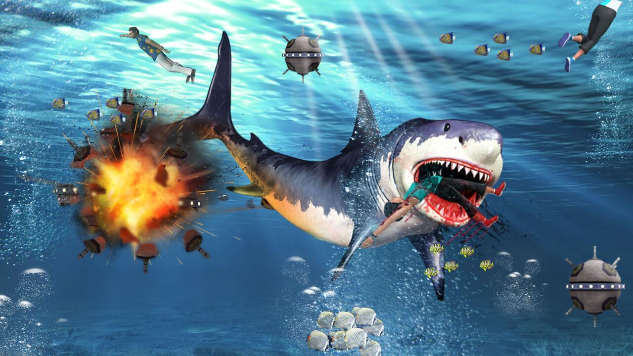 Игра большая акула. Shark Attack игра. Рыба акула игра утонула.