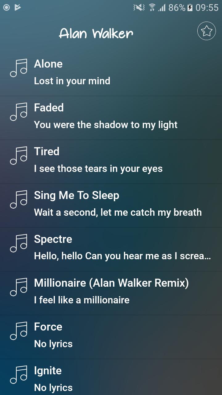 Alan Walker Lyrics APK pour Android Télécharger