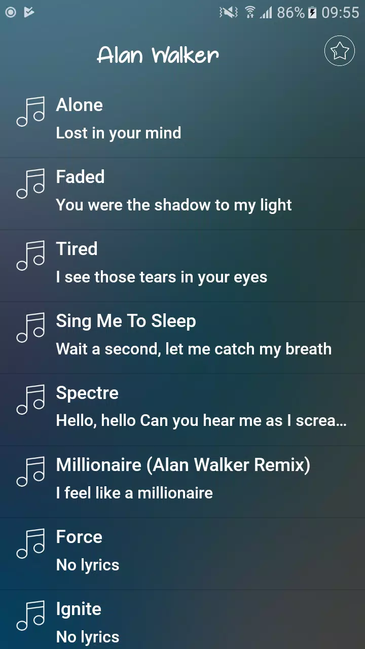 Alan Walker Lyrics APK do pobrania na Androida