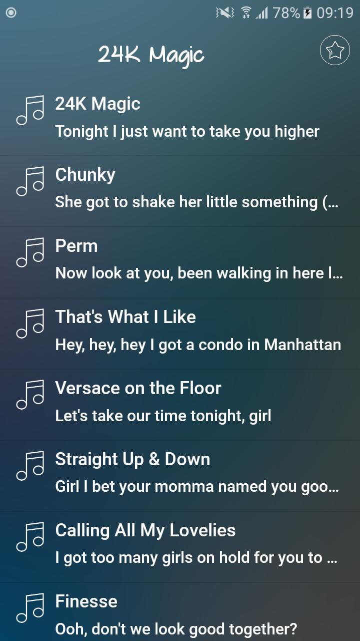 Bruno Mars Lyrics For Android Apk Download