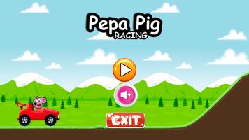 Red Pepa Pig Car Affiche