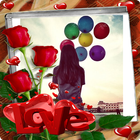 Red love roses Photo Frames biểu tượng