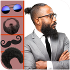 black men beard and hair tsyle photo editor أيقونة