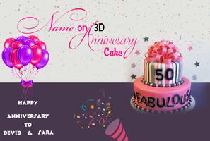 Name On 3D Anniversary Cake Affiche