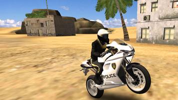 Police Motorbike Desert City Affiche