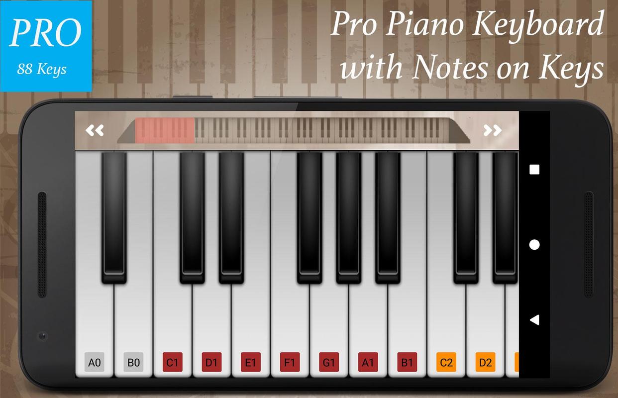 piano keyboard with notes