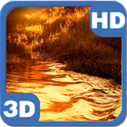 Glitter River on Golden Sunset Landscape icône