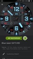 Blue neon SXT3 RD Watch Face capture d'écran 1