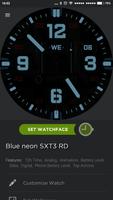 Blue neon SXT3 RD Watch Face capture d'écran 2