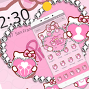 Pink Cartoon Kitty Diamond Heart Theme APK