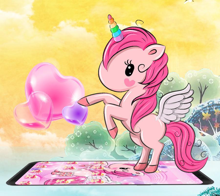  Pink  glitter Cute  Unicorn  Rainbow Theme for Android APK 
