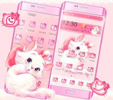 Pink Cute Kitty Cat Cartoon Theme ảnh chụp màn hình 1